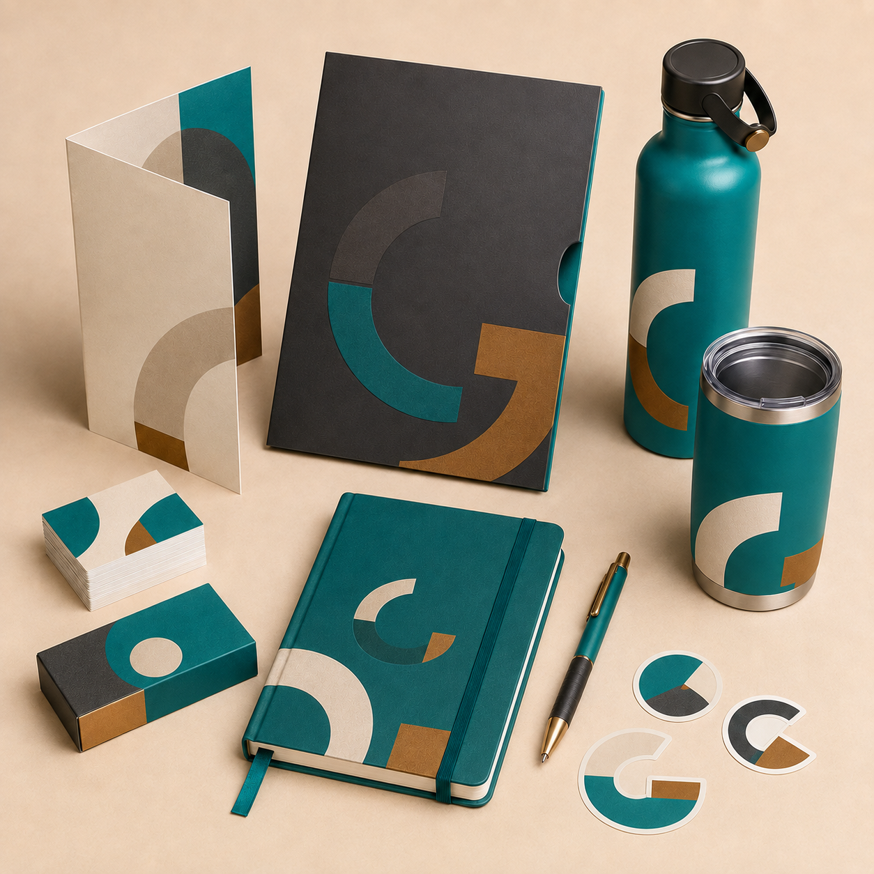 Mockup de tarjetas, impresos, libretas y artículos promocionales